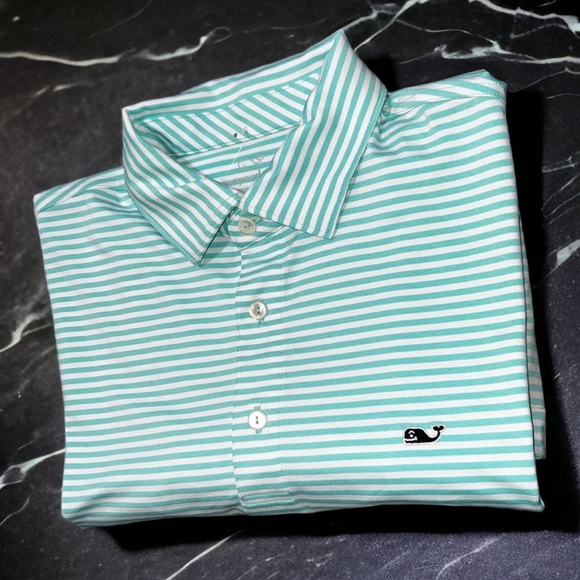Vineyard Vines Other - NWOT Vineyard Vines Green Striped Performance Polo men’s size MEDIUM
